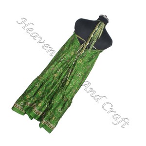 Femmes été bohème Vintage soie Sari longue robe élégante col en V sans manches multicolore vêtements de plage pour les robes de dîner des adultes - Product Image 4
