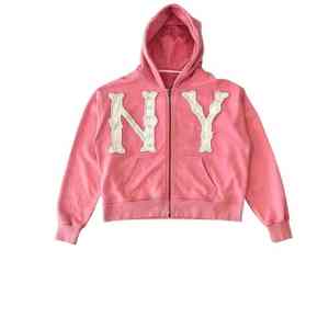 Haute qualité personnalisé dernier style 100% coton sur taille lavé à l'acide Vintage français éponge en détresse broderie à capuche - Product Image 3