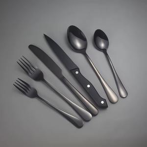Ensemble de couverts en acier inoxydable moderne noir simple finition miroir pour restaurants, dîners formels, hôtels et repas en famille en provenance d'Inde - Product Image 4