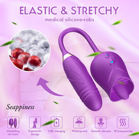 G-Punkt 2-in-1-Teleskopvibrator mit automatischem Schub Flexible Rosen zunge für den weiblichen Nippel-Klitoris-Saug-Vibrations stab