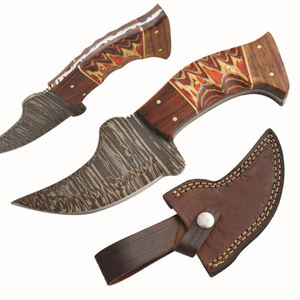 Cuchillo de bolsillo para caza y acampada al aire libre, cuchillo de hoja fija con funda de cuero y Mango antideslizante, precio al por mayor - Product Image 1