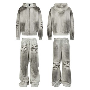 Chándal Extra Grande de 420 GSM con Lavado Ácido para Hombre, Ropa Urbana Vintage, Chándal con Estampado DTG - Product Image 4