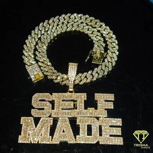 Pendentif lettres baguette personnalisées glacées avec argent sterling 925 en diamants moissanite VVS bijoux Hip Hop - Product Image 2