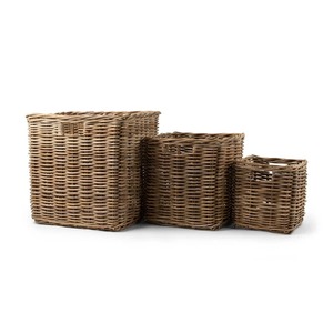 Set of 3 Square Rattan <b>Baskets</b> for <b>Shelves</b> Handmade Storage <b>Basket</b> Wholesale eco-friendly Made in Viet Nam - Product Image 6