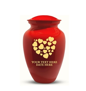 Urna de cremación de metal moderna personalizable para adultos, forma de lápida de latón personalizada con nombre, fecha, grabado, tamaño personalizado rojo - Product Image 5