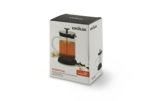 Infusore per tè in vetro con filtro, capacità 35 cl, nero con pressa a stantuffo, design minimalista moderno, essenziale di Excelsa - Product Image 5