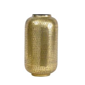 Vase à fleurs martelé en métal aspect royal plaqué or pour la décoration de table de la maison et de l'hôtel Vase à fleurs cylindrique - Product Image 1