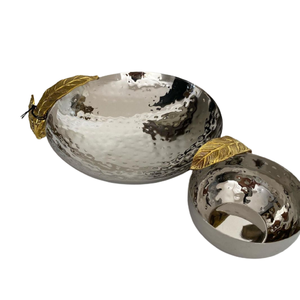 LATEST DECORATIVE MODERN LUXURY STAINLESS STEEL POLISHED HAMMERED BOWL BRASS FLOWER <b>NUTS</b> DATES RAMZAN COLLECTION PARTY BOWLS - Product Image 4