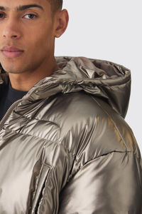 Veste matelassée imperméable en toile à capuche fine personnalisée en gros OEM pour hommes Logo personnalisé Design décontracté d'hiver Poches - Product Image 4