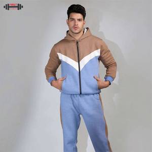 Survêtement à capuche à couleurs bloquées pour hommes de qualité supérieure Style décontracté doux Durable 100% coton tissu polaire respirant hiver Gym - Product Image 2