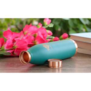 Modern 900 ML Pure Copper Vacuum <b>Bottle</b> with Lacquer Coated Silk Finish Designed for Travel - Product Image 3