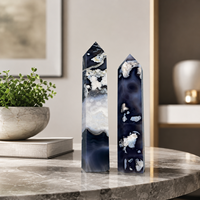 Tour en agate de fleur de cerisier noire, obélisque naturel poli pour la méditation Reiki, la décoration énergétique et la collection de cristaux