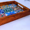 Plateau de service artisanal en bois Art Déco avec travail Meena pour la maison, la cuisine, la table à manger, organisateur utilitaire - Product Image 4
