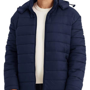 Chaqueta Acolchada con Capucha y Cremallera Delantera para Hombre, Estilo Casual, Chaqueta Ligera para Hombre, Chaqueta Acolchada de Longitud Regular para Hombre - Product Image 1