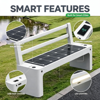 Banco Solar Inteligente para Exteriores con Carga USB Inalámbrica, Luz LED, Punto de Acceso WiFi, Resistente al Agua IP65, Mobiliario Urbano para Parques, OEM