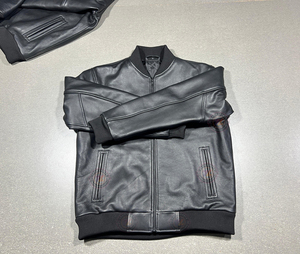 Vestes bomber en cuir de vache véritable sur mesure en gros, style varsity, fermeture éclair sur le devant, vêtements de rue, coupe-vent d'hiver - Product Image 1