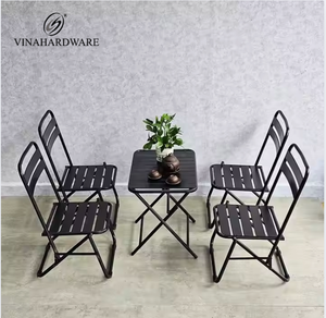 Usine du Vietnam ensemble unique de chaises de table à manger en métal de jardin extérieur moderne et confortable de salon expérience de salle à manger - Product Image 1
