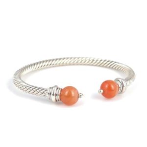 Men's 925 Sterling Silver Agate Stone <b>Bracelet</b> Twisted Clasp Rhodium Gold Plated Rose Gold Material Diamond Religious <b>Ball</b> Shape - Product Image 1