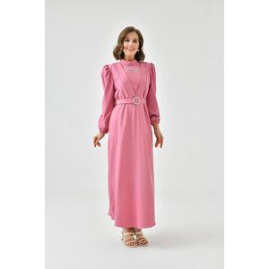 Crêpe collana cintura abito rosa