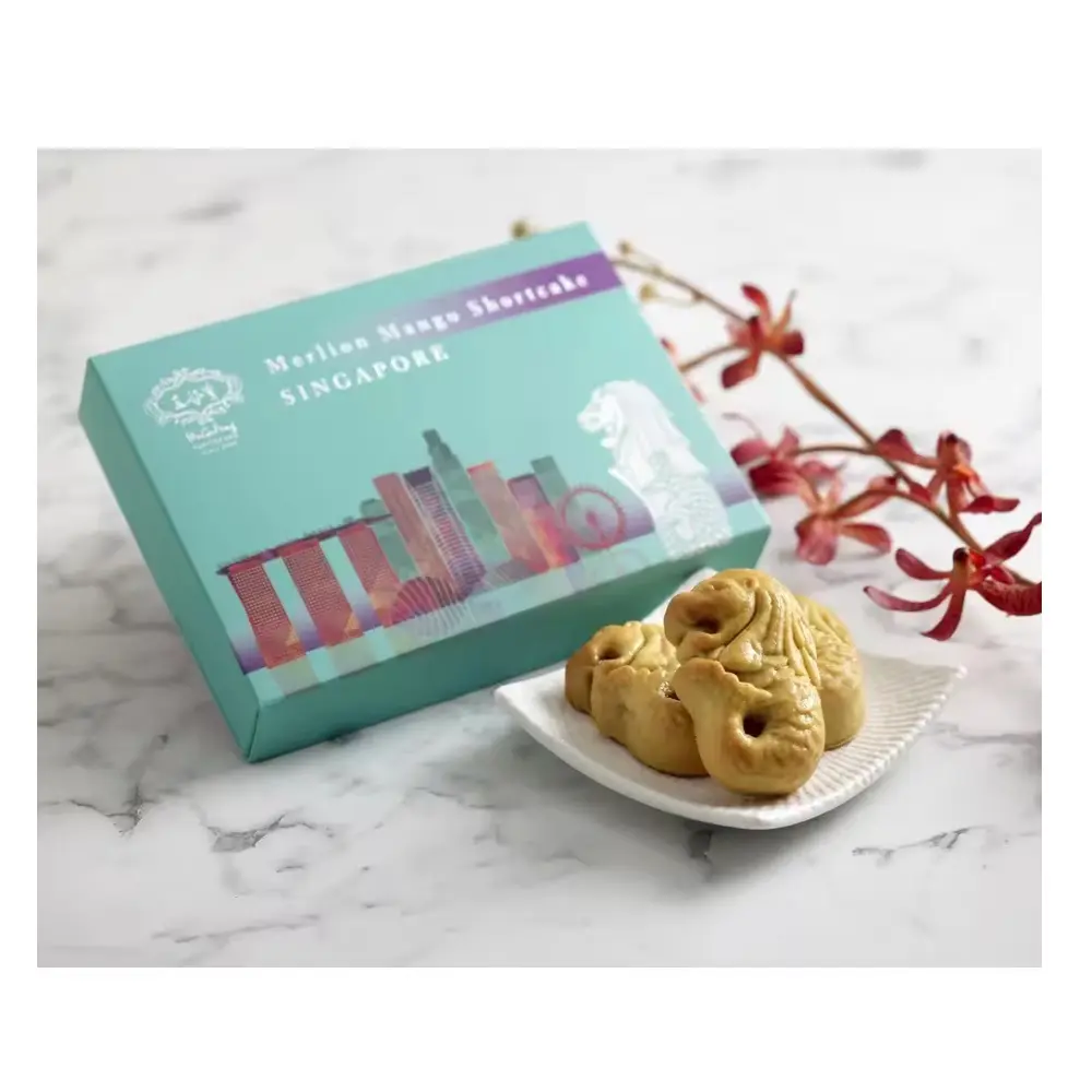 Origin Desserts Baked Goods Delicious Singapore Ready To Eat Fresh Merlion Mango Shortcake With 3pcs/box Packaging