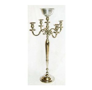 Chandelier à cinq bras en métal plaqué or, grand bougeoir en aluminium de créateur, fournisseur de bougeoirs d'Inde - Product Image 4