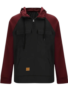 سترة رجالية تكتيكية بغطاء رأس بسحاب كامل وأكمام طويلة جاكيت شتوي مع جيوب بسحاب كامل إغلاق أمامي قشرة متينة - Product Image 4