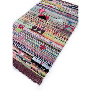 Tapis en laine et soie de bambou noué à la main grande surface Freedom Manchaha, motif abstrait rose et violet pour la maison, le couloir, les adolescents - Les-1496 - Product Image 2