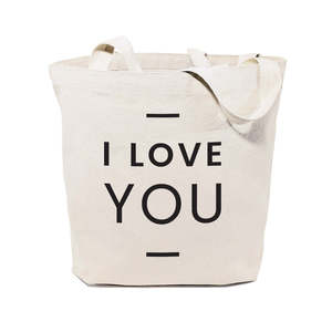 I Love You Cotton Canvas Tote Bag - Product Image 1