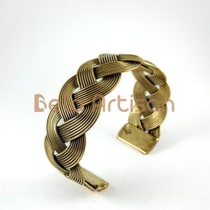 Brazalete de Latón Pulido Hecho a Mano, Hermosa Joyería Tribal Fusion Kangan con Escultura Moderna de Resina Ósea, Joyería de Moda - Product Image 5