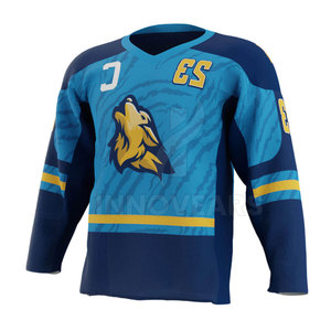 Camiseta de Hockey sobre Hielo Sublimada Personalizada al por Mayor, Ropa Deportiva de Poliéster de Manga Tres Cuartos para Hombre, Sostenible, de Secado Rápido, para Verano - Product Image 6