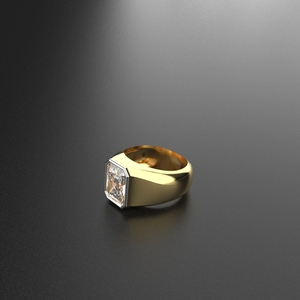 Anillo solitario de corte radiante para hombre, hecho con oro amarillo sólido de 2 quilates, anillo de diamante cultivado en laboratorio de alta calidad para él - Product Image 5