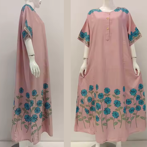 Chrysanta femmes robe abaya taille Jumbo à manches courtes pour la prière quotidienne Style de mode simple - Product Image 6