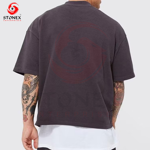 Chất Lượng Cao Bán Buôn 100% Cotton Tùy Chỉnh In Ấn Heavyweight Áo Thun Đường Phố Mặc Unisex Drop Shoulder Áo Sơ Mi Nam - Product Image 3