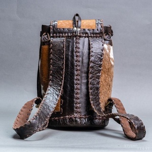 Mochila de cuero de vaca auténtica de estilo bohemio de lujo Unisex, bolsa de viaje informal de muy buen gusto, cierre de cuerda, portátil de uso diario para mujer - Product Image 4