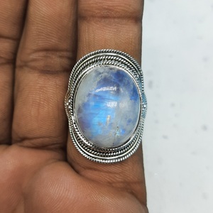 ชุดพลอยหินจันทราสีรุ้งและพลอย925เงินแท้โบฮีเมียนแหวนเพชรรูปวงรีสำหรับงานแต่งงานเครื่องประดับสำหรับงานเลี้ยง - Product Image 2