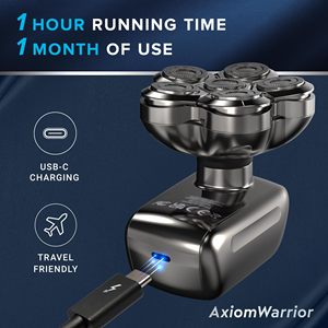 Afeitadora Eléctrica Rotativa Inalámbrica para Hombres Calvos, Resistente al Agua IPX7, Uso en Seco/Húmedo, Carcasa de Plástico, 60 Minutos de Autonomía, para Rostro - Product Image 4