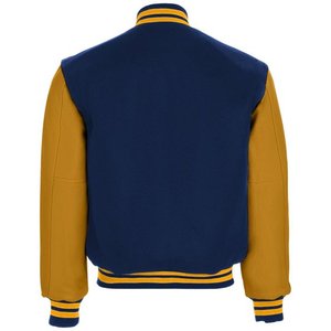 Varsity Baseball Letterman Jacket, laine bleue avec manches en cuir marron Holloway Varsity Wool Jacket Taille 2XL Couleur Oranges - Product Image 3