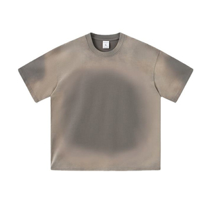 Camiseta personalizada Vintage 280 GSM 100% de algodón pesado lavado con ácido de gran tamaño relajado camiseta Logo estampado 180 gramos de largo ropa de calle para hombres - Product Image 4