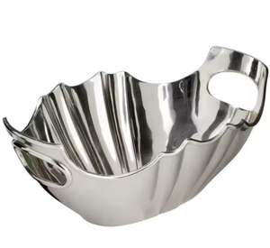 Royal Look Gold Acabado Diseño floral Cuenco de frutas Sirviendo aperitivos Cuenco de metal para servir - Product Image 3