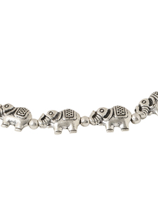 Silver Plated Elephant Charm Adjustable Anklet for Women Black <b>Thread</b> Foot Jewellery - Product Image 4
