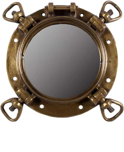 Importations nautiques tropicales, décor mural maritime de la marine américaine de la Seconde Guerre mondiale, miroir de hublot en laiton antique, métal importé, fait à la main, poli - Product Image 5