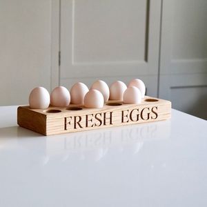 Handmade Rustic Wooden <b>Egg</b> Rack For Farmhouse Kitchen Storage And Vintage Country Home <b>Decor</b> - Product Image 1