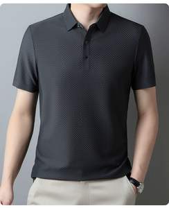 Polo en nylon à séchage rapide pour hommes chemise à carreaux plissée respirante à manches courtes en tricot pour tennis et golf d'affaires pour polos - Product Image 3