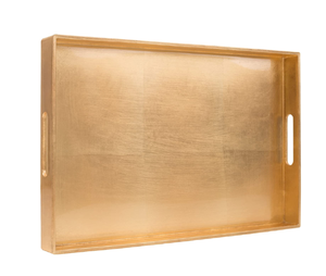 VietNamese Handcrafted Modern Luxury <b>Gold</b> Decorative Lacquer <b>Serving</b> <b>Tray</b> with Handles for Living Room Bathroom - Product Image 1