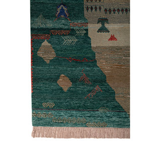 Manchaha <b>Green</b> Hand Knotted Wool Bamboo <b>Silk</b> Rug 10mm Thick Rectangle Abstract Pattern for Home Hallway for Home Floor Les-2867 - Product Image 4