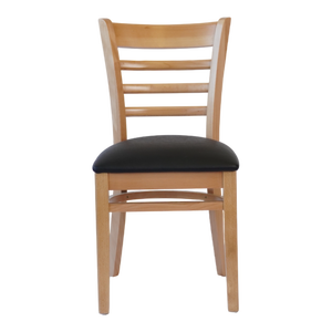 Solid Wood Ladder Back <b>Chair</b> with PU Leather Upholstered Seat <b>Industrial</b> Design <b>Style</b> for <b>Dining</b> Bar and Park Use - Product Image 2