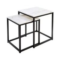 Ensemble de tables basses en marbre de style nordique moderne et luxueux, base en fer, finition thermolaquée, meubles imbriqués pour la maison, l'appartement, le bureau, le bar