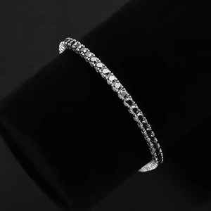 SM Jewels 925 Sterling <b>Silver</b> Black Moissanite Diamond Tennis <b>Bracelet</b> Classic Style Gift for <b>Men</b> and Women - Product Image 2