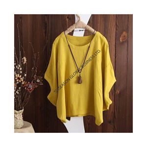 Tops de mujer con cuello redondo de alta calidad, nueva moda, patrón sólido, manga larga, ropa informal delantera para invierno, precio al por mayor, Bangladesh - Product Image 1
