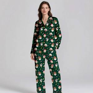 Soft Luxury Silk <b>Satin</b> Breathable Spring/Summer 2-Piece Digital Printed Sleepwear <b>Set</b> for Adults - Product Image 2